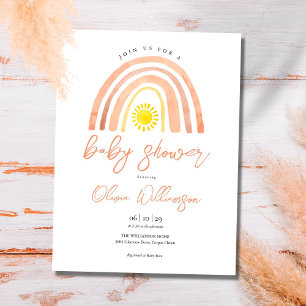 Carte postale Boho Rainbow Sun Baby shower Invitat