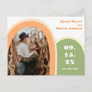 Carte Postale Boho Rainbow tendance Sauvez la date Vert