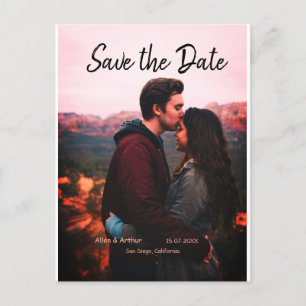 Carte Postale boho rose enregistrer la date QR ajouter le nom du