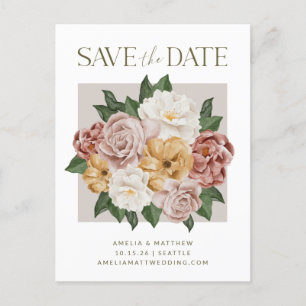 Carte Postale Boho Rustic Floral Bouquet Élégant Enregistrer La 