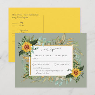 Carte Postale Boho Sunflower Sage Mariage de verdure