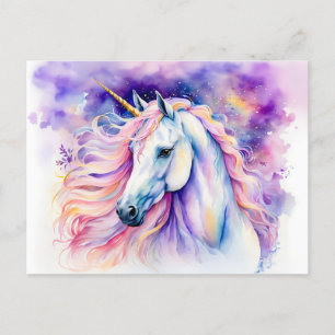 Carte Postale Boho Watercolor Elegant Unicorn
