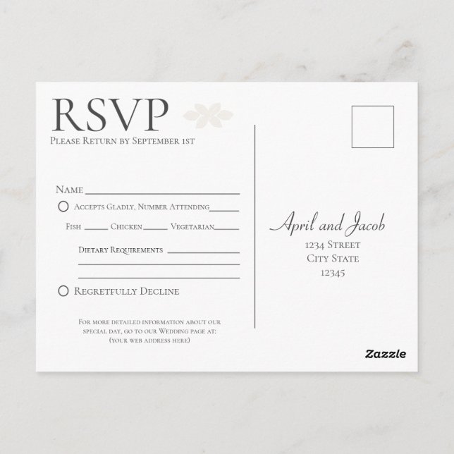 Carte postale Boho Wedding RSVP Insertion (Dos)
