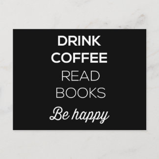 Carte Postale Boire Café Lire Livres Soyez Heureux