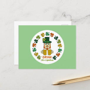 Carte Postale Boire comme un Leprechaun