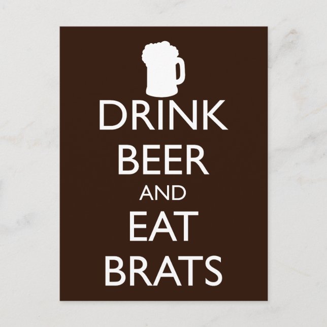 CARTE POSTALE BOIRE DE LA BIÈRE ET MANGER DES FREINS (Devant)
