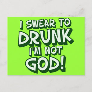 Carte Postale Boire de la bière verte amusante