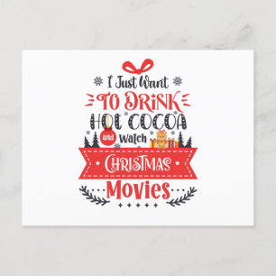 Carte Postale Boire du cacao chaud Regarder les films de Noël