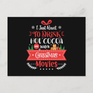 Carte Postale Boire du cacao chaud Regarder les films de Noël