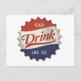 Carte Postale Boire Ice Cold Cola Casquette bouteille