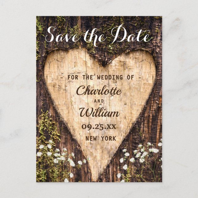 Carte Postale Bois Barque Coeur Bébé Respiration Mariage Enregis (Devant)