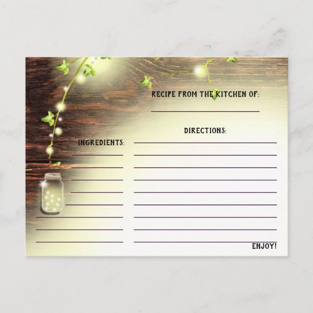 Carte Postale Bois rustique Mason Chaîne Jar Lights Arbre Recett (Devant)