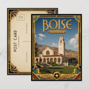 Carte Postale Boise Idaho Art Déco vintage de l'âge d'or