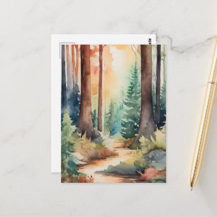 Carte Postale Boisé Woodsy à l'aquarelle