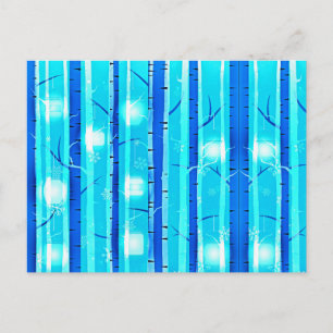 Carte Postale Boisier bleu d'hiver avec flocons de neige