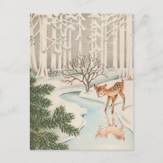Carte Postale Boisson vintage de cerfs de bébés