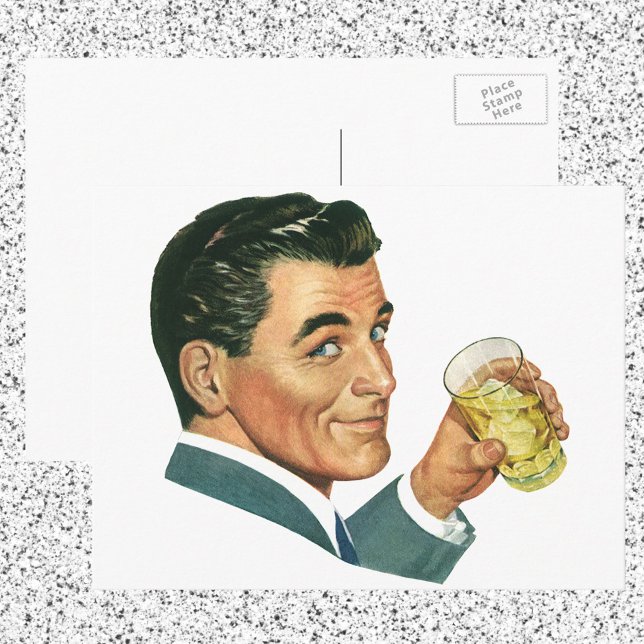 Carte Postale Boissons Cocktails Anciens, Homme Buvant des Boiss (Créateur téléchargé)