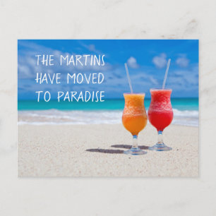 Carte Postale Boissons dans le sable se déplaçant au paradis