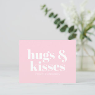 Carte Postale Boissons et baisers rose blanc moderne typographie