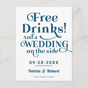 Carte Postale Boissons Gratuites Amusant Mariage Décontracté Enr