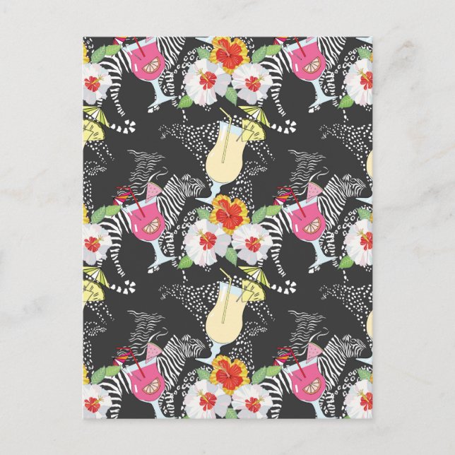 Carte Postale Boissons Tropicales Avec Animaux (Devant)