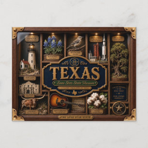 Carte Postale Boîte 3D en forme d'ombre du Texas