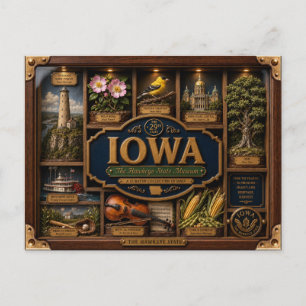 Carte Postale Boîte à ombres de l'Iowa Figurine 3D État