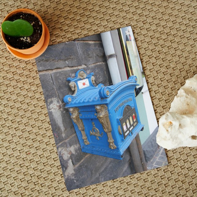 Carte Postale Boîte aux lettres allemande bleue antique de 1896 (Créateur téléchargé)