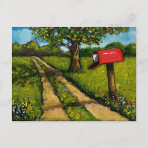 Carte Postale Boîte aux lettres pays rouge : Peinture à l'huile