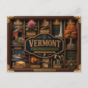 Carte Postale Boîte ombre 3D de l'État du Vermont