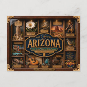 Carte Postale Boîte ombre 3D figurine État d'Arizona