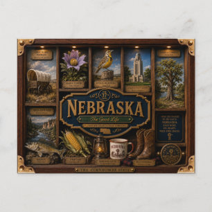 Carte Postale Boîte ombre 3D figurine État du Nebraska