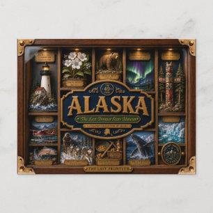 Carte Postale Boîte ombre Alaska Figurine 3D État