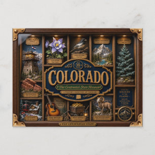 Carte Postale Boîte ombre Colorado Figurine 3D État