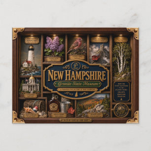 Carte Postale Boîte ombre de l'État du New Hampshire Figurine 3D