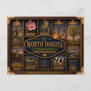 Carte Postale Boîte ombre du Dakota du Nord Figurine 3D État