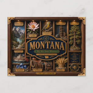 Carte Postale Boîte ombre du Montana Figurine 3D État