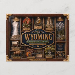 Carte Postale Boîte ombre Wyoming Figurine 3D État