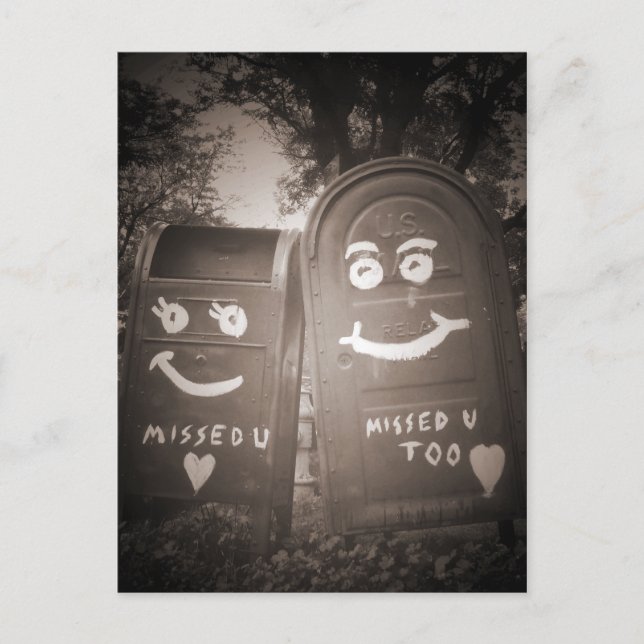 Carte Postale boîtes aux lettres d'amour : vous m'avez manqué (Devant)