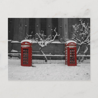 Carte Postale Boîtes de phonie de Londres dans la neige