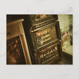 Carte Postale Boîtes en bois empilées rustiques Caisses dégradée