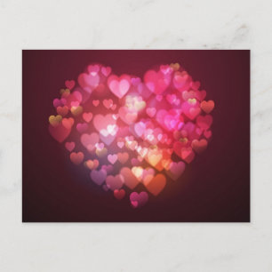 Carte Postale Bokeh-Lights-Heart-Shape-Vector-Arrière - plan BOK