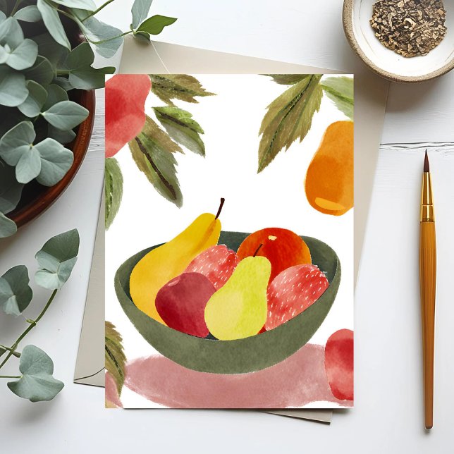Carte Postale Bol de fruits | Citrus aquarelle (Créateur téléchargé)