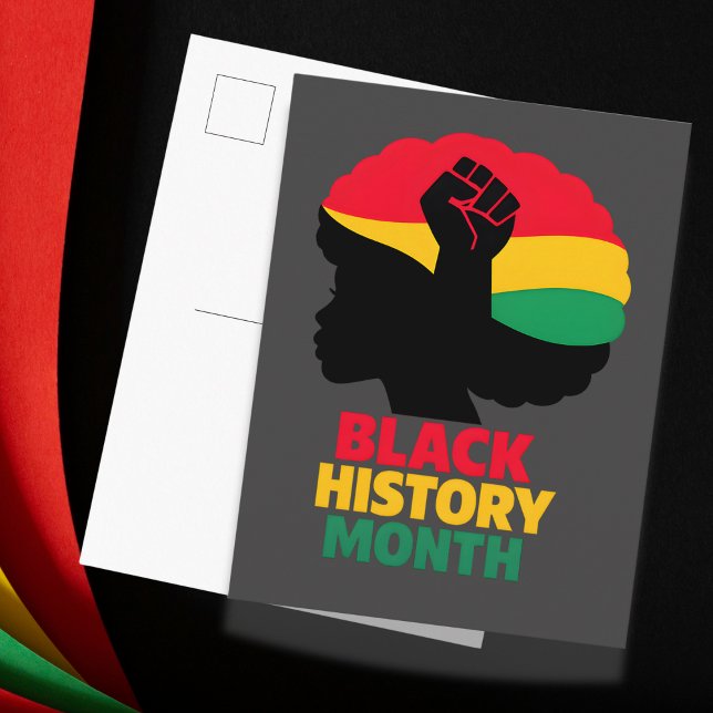 Carte Postale Bold Vibrant Pan African Silhouette Afro Woman  (Bold Vibrant Pan African Silhouette Afro Woman Postcard)