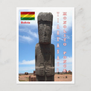 Carte Postale Bolivie - Tiahuanaco - Monolito Ponce -
