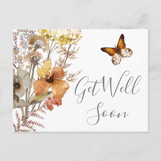Carte Postale Bon rétablissement aquarelle fleur sauvage (Devant)