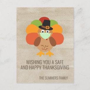 Carte Postale Bon thanksgiving 2020 Turquie avec masque facial