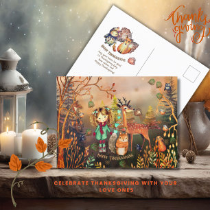 Carte Postale Bon thanksgiving Animaux des bois