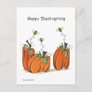 Carte postale bon thanksgiving avec trois abeilles