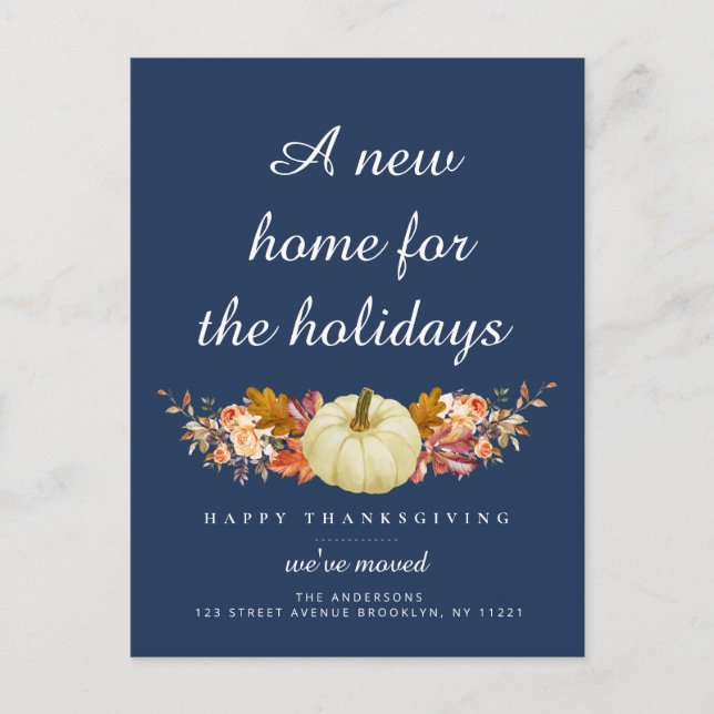 Carte Postale bon thanksgiving bleu marine en mouvement faire-pa (Devant)